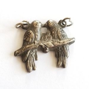 Lovebirds pendant silver tone metal love birds jewelry valentine's day